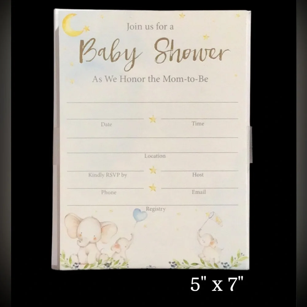 Kate Aspen Baby Invitation Bundle of 25 Invitations/Envelopes, and‎ Inserts